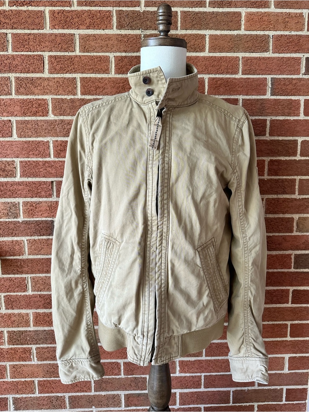 Y2K Abercrombie & Fitch Men’s Tan Harrington Jacket Plaid Lined Full Zip, L